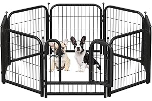 Petorldog Metal Dog Playpen, 24 Inch Height 8 Panels, Ideal Dog Fence for Large/Medium/Small Dogs Indoor & Outdoor Bliss, Perfect Dog Pen for Camping, Yard, and RV | Black-Silver