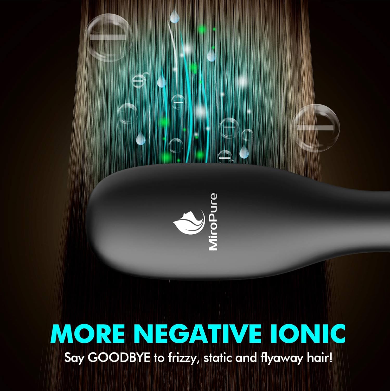 Hair Straightener Brush with Ionic Generator by MiroPure, 30s Fast MCH Ceramic Even Heating, 11 Temperature Control, Professional for Straightening or Curling (Black) : Beauty