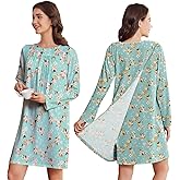 Deyeek Hospital Gowns for Women Open Back Dress Long Sleeve Post Surgery Tear Away Adaptive Nightgowns Dialysis Clothing