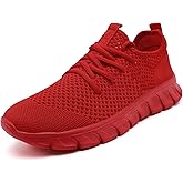 Women Running Walking Shoes Tennis Gym Fashion Sneakers Workout Atheltic Non Slip Lightweight Breathable Sport Shoe Red Size 7.5