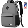 17 Inch School Backpack,Unisex Classic Bookbag Teens Schoolbag with USB Port for High School College Office Work Travel