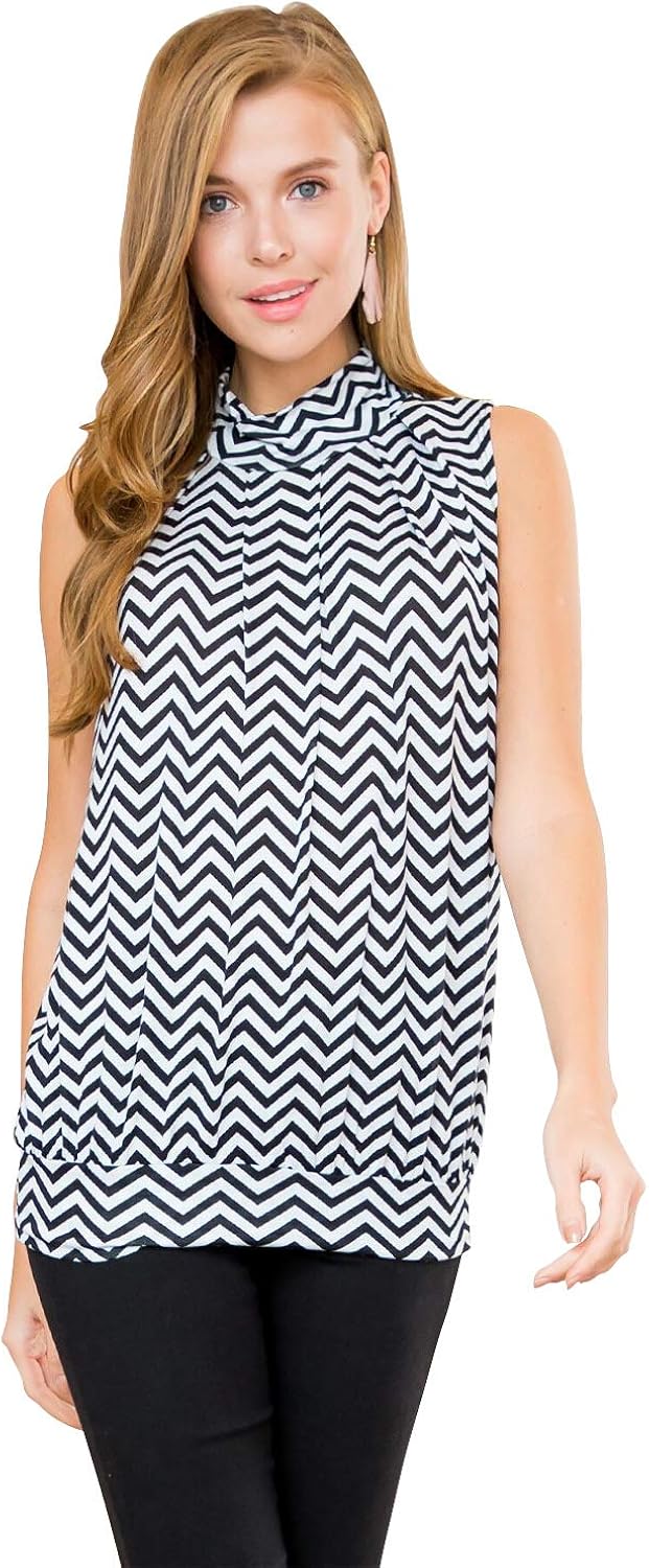 Download Classic Mock Neck Jersey Tank - Pleated Turtleneck ...