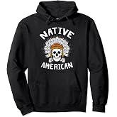 Native American Skull with Headdress and Feathers Pullover Hoodie