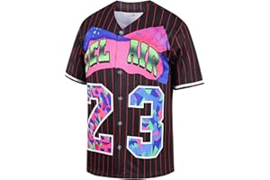 kioken Bel Air Baseball Jersey,90s Hip Hop Clothing for Men and Women, Short Sleeves T Shirt for Party
