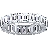 4.91 CTW Emerald Cut Diamond Eternity Ring for Women in 14K White Gold/Yellow Gold | E-F Color, VS Clarity | Wedding, Anniversary, Luxury Fine Jewelry Gift | Lab-Grown Diamonds | Ring Size 6.5
