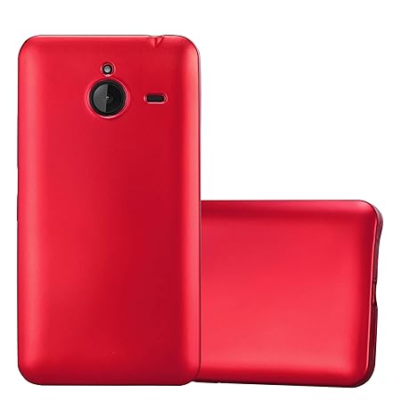 Cadorabo Hülle für Nokia Lumia 640 XL - Hülle in METALLIC ROT – Handyhülle aus TPU Silikon im Matt Metallic Design - Silikonh