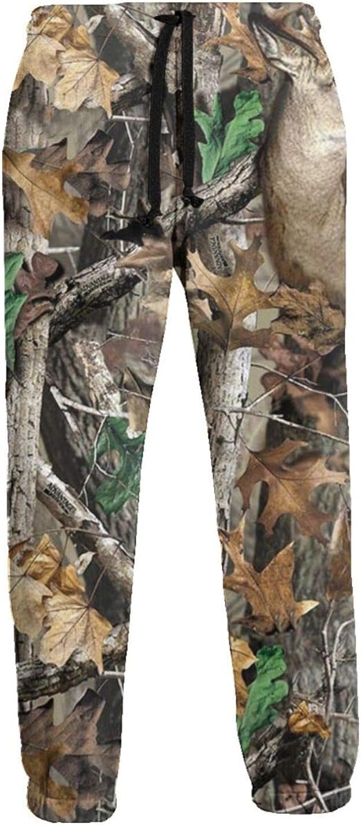 Men's Realtree Camo Vector Jogger Sweatpants, Close Bottom Fleece Sweatpants with Drawstring and