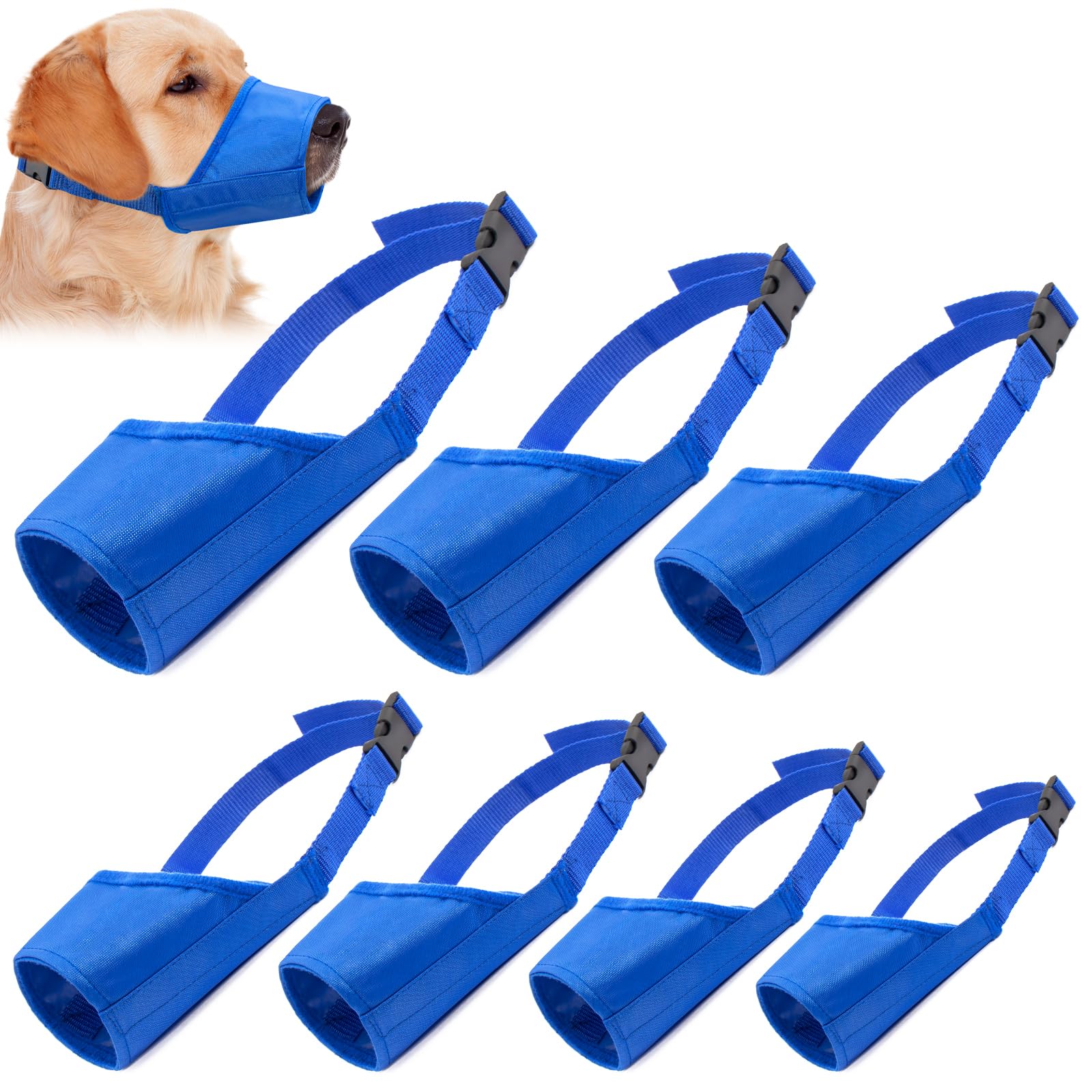 Coppthinktu Dog Muzzle Suit, 7PCS Dog Muzzles for Biting Barking Chewing, Adjustable Dog Mouth Cover for Small Medium Large Dogs, Soft Comfortable Dog Muzzle for Long Snout