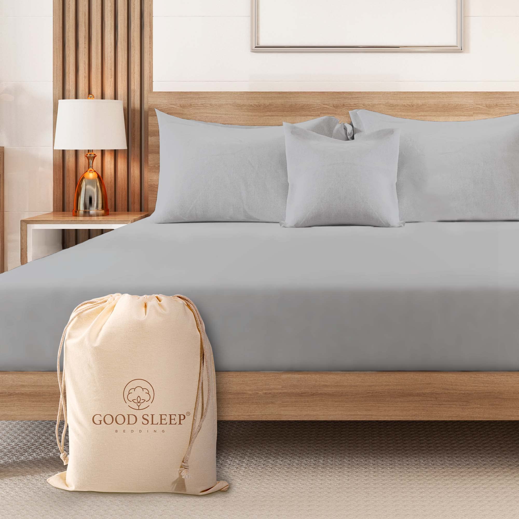 Luxury 100% Egyptian Cotton Fitted Sheet, 1 Piece 1000 Thread Count Super King Fitted Sheet, Soft Cooling Bed Sheets, Sateen Weave Superking Fitted Sheet, 41cm/16" Deep, Light Gray Sheet.