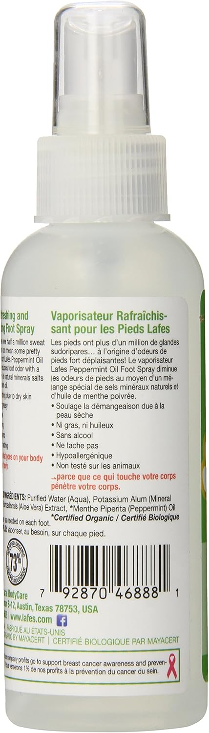 Lafe's Natural Body Care | Peppermint Foot Spray | Cools & Eliminates Odors (4oz): Health & Personal Care