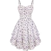 Scarlet Darkness Smocked Floral Sundresses for Women Teens 2026 Summer Flowy Ruffle Mini Dress