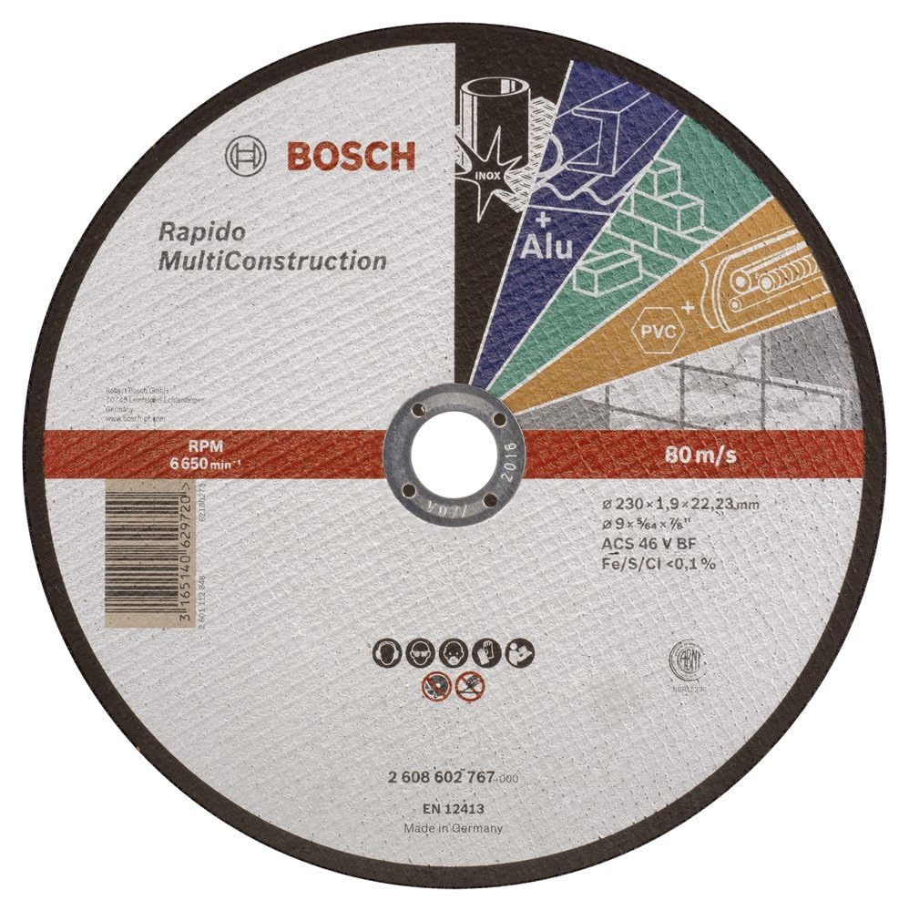 Bosch Accessories Cutting Disc Universal Flat Hub Rapido Multi Construction 230x1.9 mm â€“ 2608602767