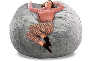 ZGLCQSGY Bean Bag Chair Cover 4ft (Bean Bag Covers Only,Not A Full Bean Bags) Fluffy Bean Bag Chairs for Adults Pv Velvet Light Grey Sofa Bed Cover Living Room Furniture