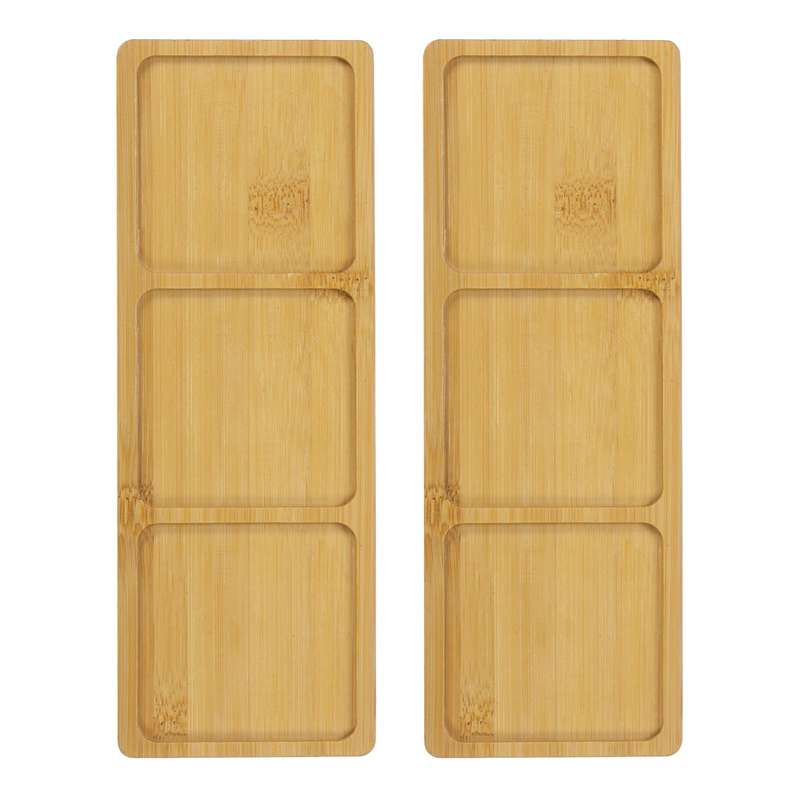 M METERXITY 2-Pack Bamboo Plant Saucer, Plant Saucer Rectangular Lattice Bamboo Tray Plant Plates for Flower Pots/Succulent Pots, Planter Pot Tray [Natural Color]