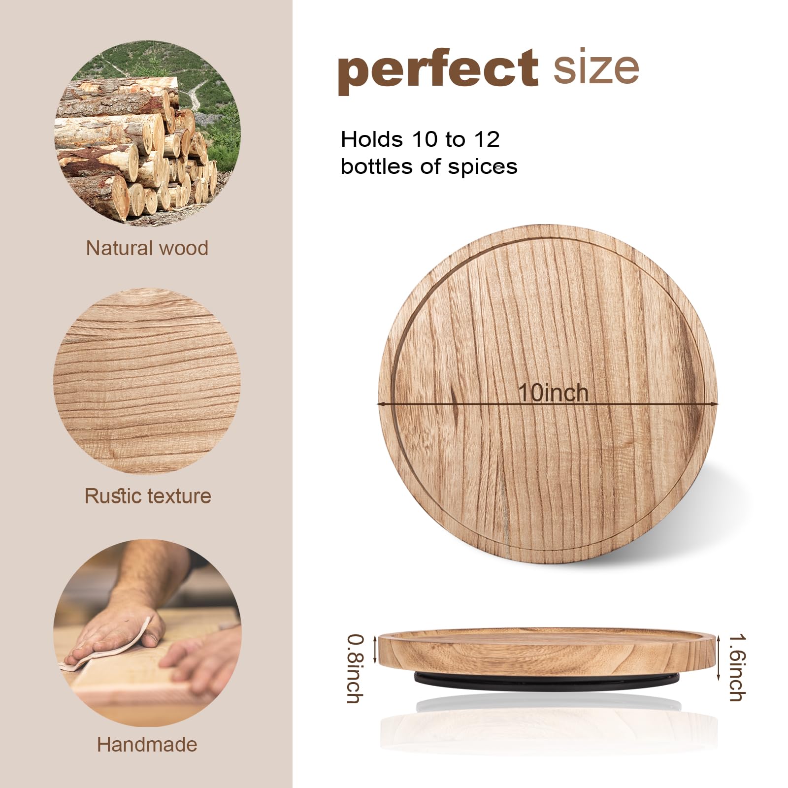 Wood Lazy Susan Organizer Kitchen Turntable for