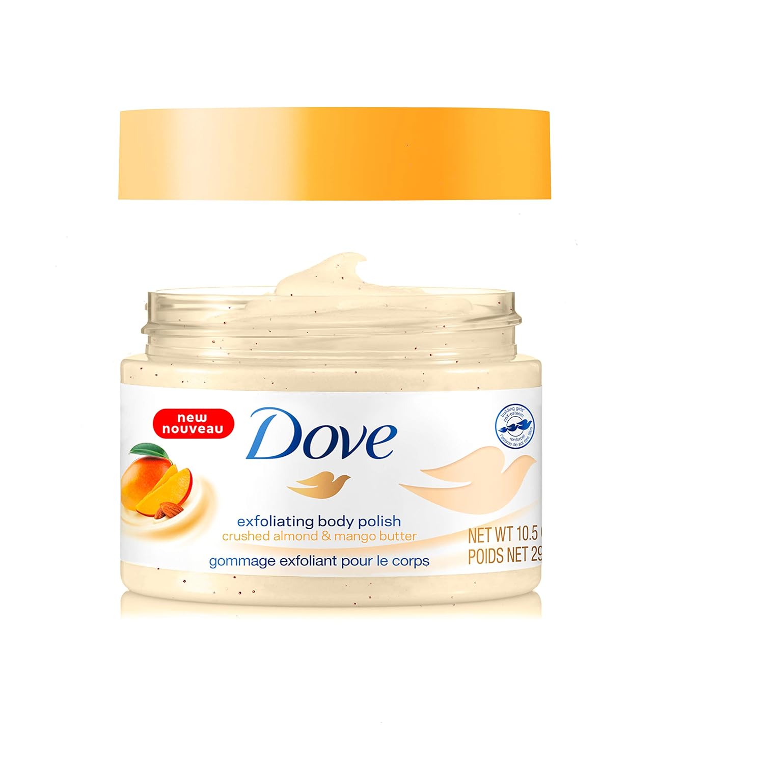 Dove Exfoliating Body Polish Body Scrub Exfoliating Scrub for Dry Skin Crushed Almond and Mango Butter Gently Exfoliates to Reveal Healthy Skin 10.5 oz 4 Count : Beauty