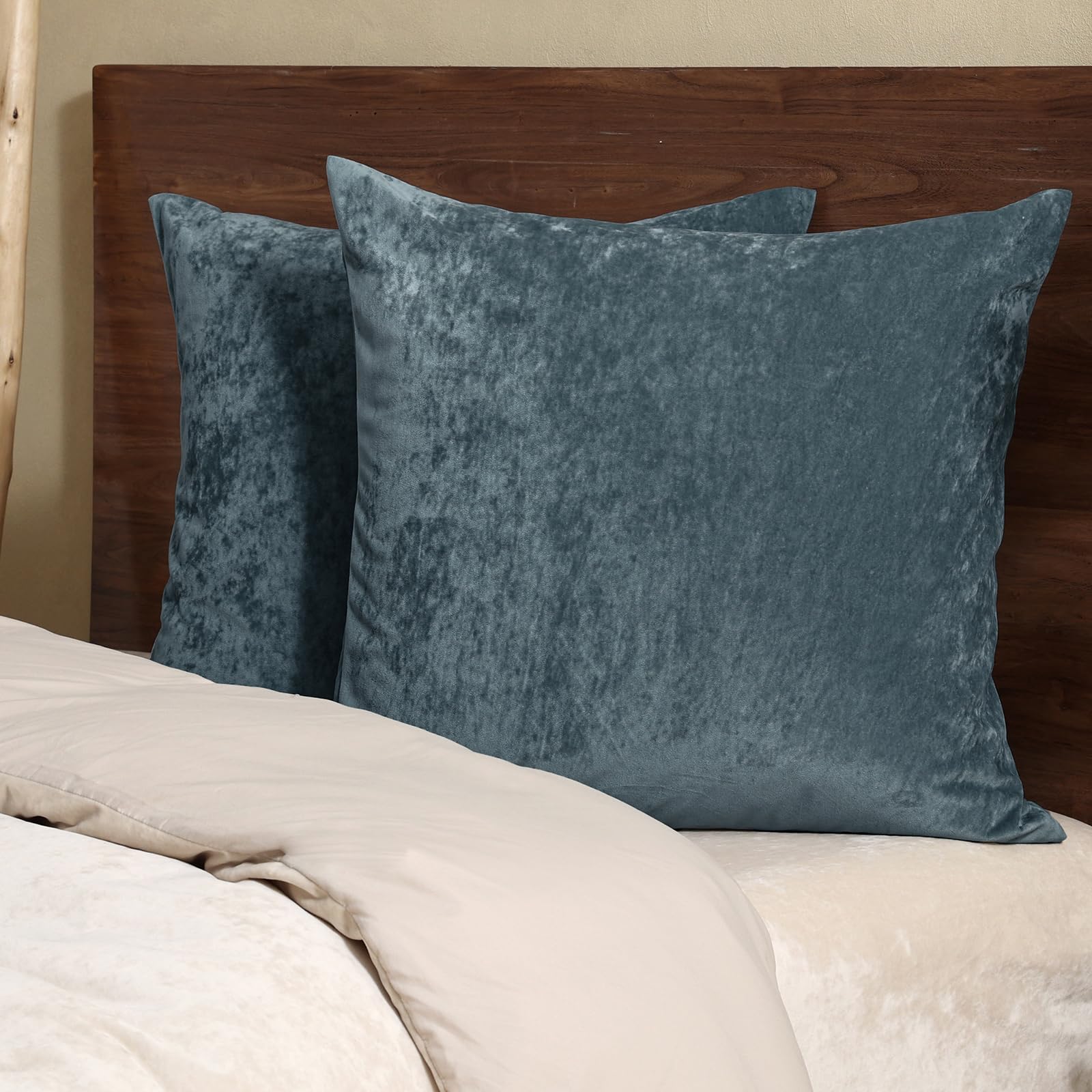 PHF Truly Velvet Euro Sham, 26"x 26",No Insert, 2 Pack Color Gradient Euro Throw Pillow Covers, Ultra Soft Cozy Pillow Covers for Home Decorative, No Shedding, No Pilling, Stormy Blue