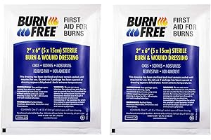 QUDASAR Burn Free Pain Relieving Gel Dressing 2" x 6" Sterile Burn & Wound Dressing 2 Pack/Cools, Soothes, Moisturizes, Relieves Pain, Non-Adherent