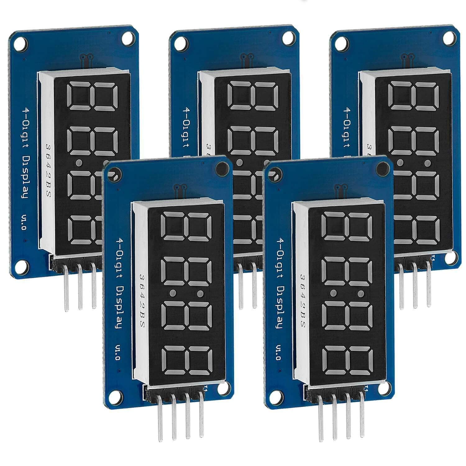 AZDelivery 5 x 4 Digits 7 Segment Digital Tube TM1637 LED Display Module with Clock Display compatible with Arduino and Raspberry Pi including E-Book!