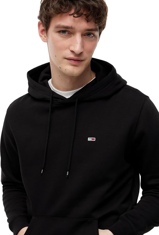Sweat à Capuche Homme Regular Fit Flag Fleece avec Capuche, Noir (Black), XS