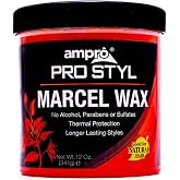 AmPro Marcel Wax - Gives All Hair Types Long Lasting Hold - Rinses Out Easily without Any Buildup or Residue and Protects Tresses from Heat - Unscented Formula with No Alcohol or Parabens - 12 oz