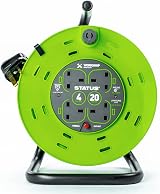 STATUS 4 Socket Cable Reel 20m Green 13A Heavy Duty Outdoor Extension Lead