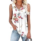 Aodemo Womens 2025 Summer Tank Tops Sleeveless Shirts Henley Tunic Ladies Flowy Casual Blouse for Leggings
