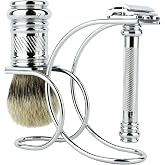 Merkur Merkur Razor Set 3-pieces (Razor 38 001, Shaving Brush, Stand), Bright Chrome, 1 ct.
