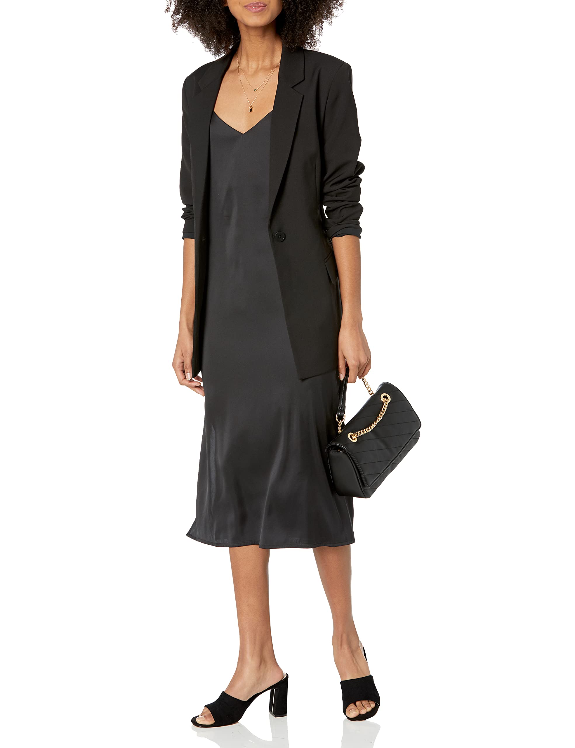 The Drop Women's Ana Silky V-Neck Midi Slip Dress