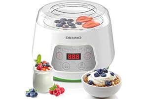 Greek Yogurt Maker - Electric Yogurt Maker with Timer & Constant Temp Control, 1 Quart BPA-Free Borosilicate Glass Liner, Por