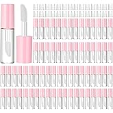 100 Pcs 1.2 ml Mini Lip Gloss Tubes Empty Lipgloss Tubes with Wand Clear Refillable Lip Balm Gloss Containers Lips Glosss Bottles for DIY Lipstick Samples Lips Balms Lipgloss Making(Pink)