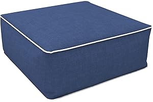 LVTXIII Outdoor Inflatable Ottoman, 23"x23"x9" All Weather Patio Footrest Stool with Handle, Portable Square Ottoman for Patio Garden, Camping or Home, Navy Textured