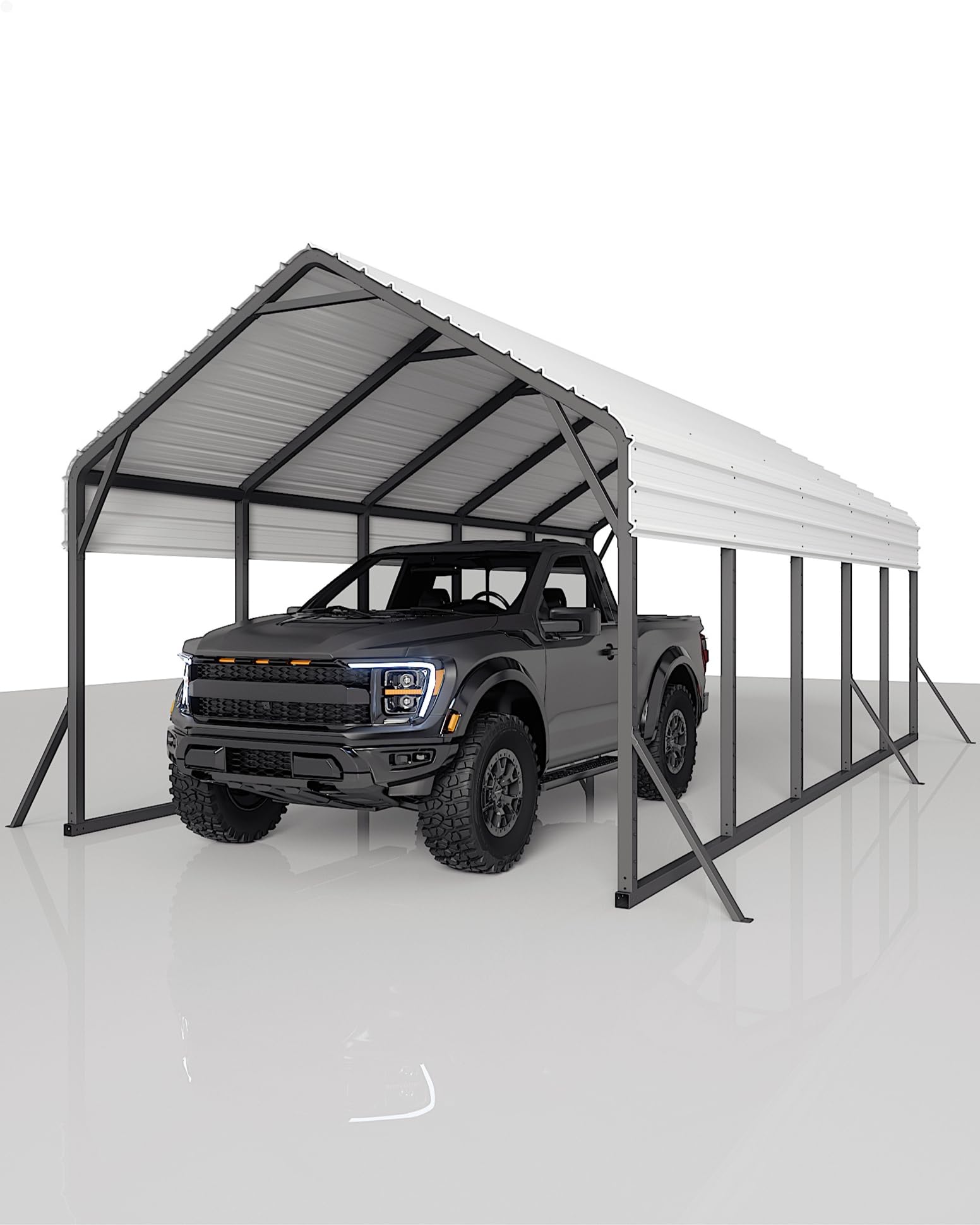 Photo 1 of ***PARTIAL SET BOX 1 OF POSSIBLY 3 (WHITE TOP ONLY) *** GarveeLife 13 ft x26 ft x11 ft Oversized Metal Carport, Steel Heavy Duty Car Ports for All-Weather, Tall Carport for Full-Size Pickup Trucks, Boats, and Tractors, N.W. 780 LBS