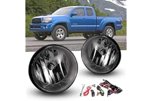 TOPSCOPE Driving Fog Lights for 2004-2006 Toyota Solara 2007-2012 Toyota Tundra 2005-2011 Toyota Tacoma with Universal Wiring Harness and Switch H10 12V 42W Halogen Bulbs Fog Lamps Smoke Lens 81211-AA030