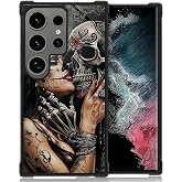 CARLOCA Compatible with Samsung Galaxy S24 Ultra Case, Day of The Dead Skeleton Girl Love Pattern for Girl Ultra Protection Shockproof Soft Silicone TPU Non-Slip Back