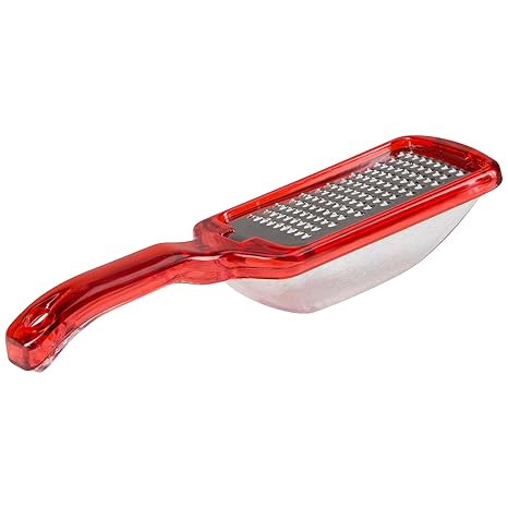 Levivo Raspel / Käsereibe aus Edelstahl mit Auffangbehälter, Rot