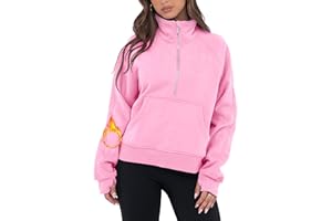 VIUTIL Womens Half Zip Sweatshirt Fleece Cropped Pullover with Thumb Hole Fall Trendy Clothes 2025