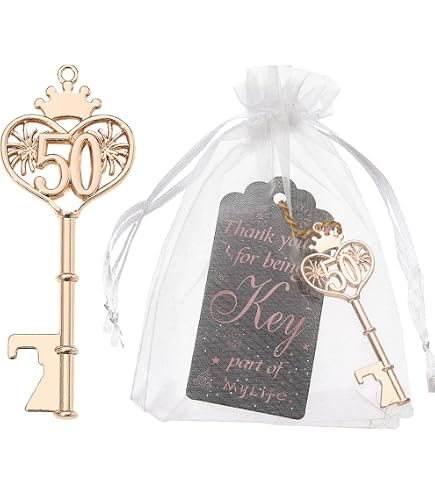 24 Goldene Schlüsselanhänger Zum 13. Geburtstag – Mit Flaschenöffner, Gastgeschenke & Partydekoration, Inkl. Karten & Beutel