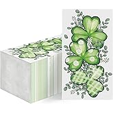 Horaldaily 100 Patrick Disposable Paper Decorative Guest Napkins, Patrick Shamrock Hand Towel for Party Lunch Dinner Kitchen 