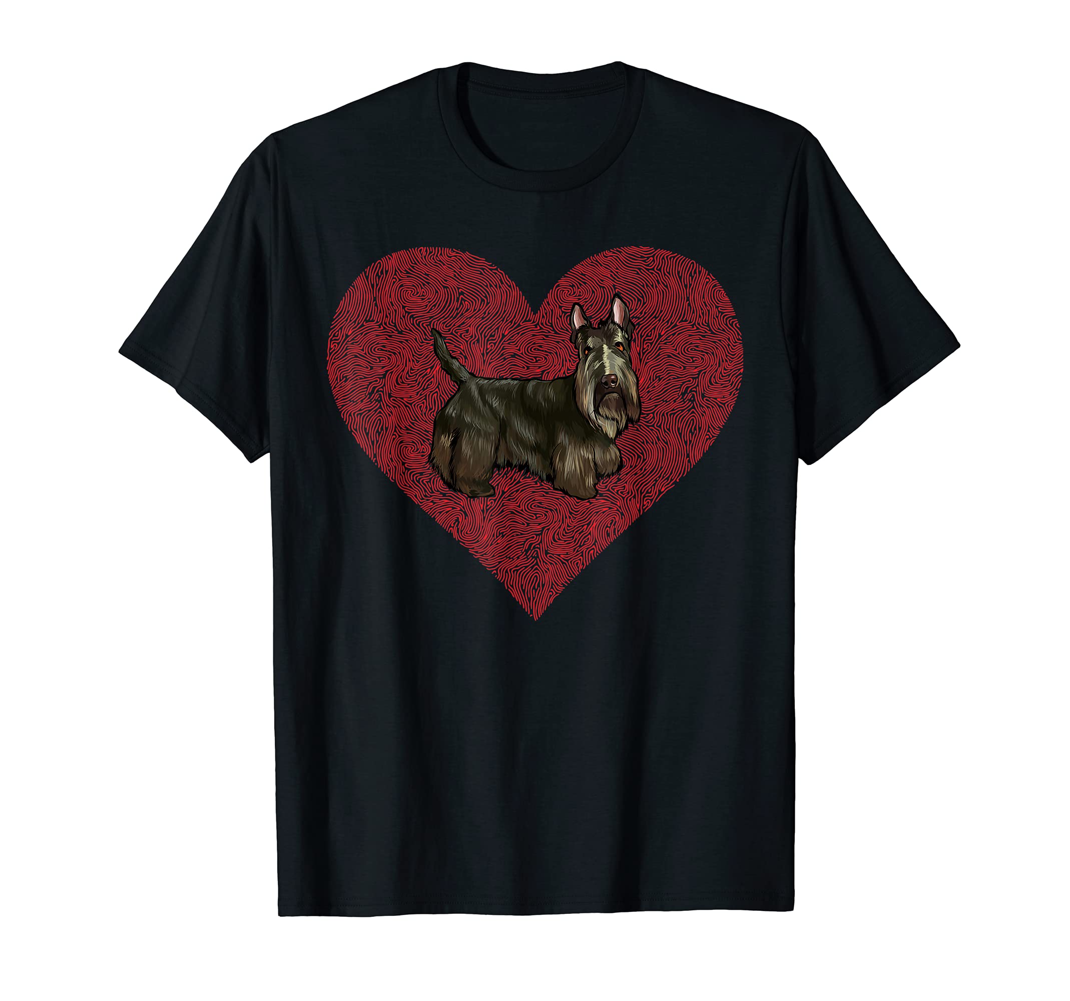 Scottish Terrier Valentines Day Dog Love Fingerprint T-Shirt