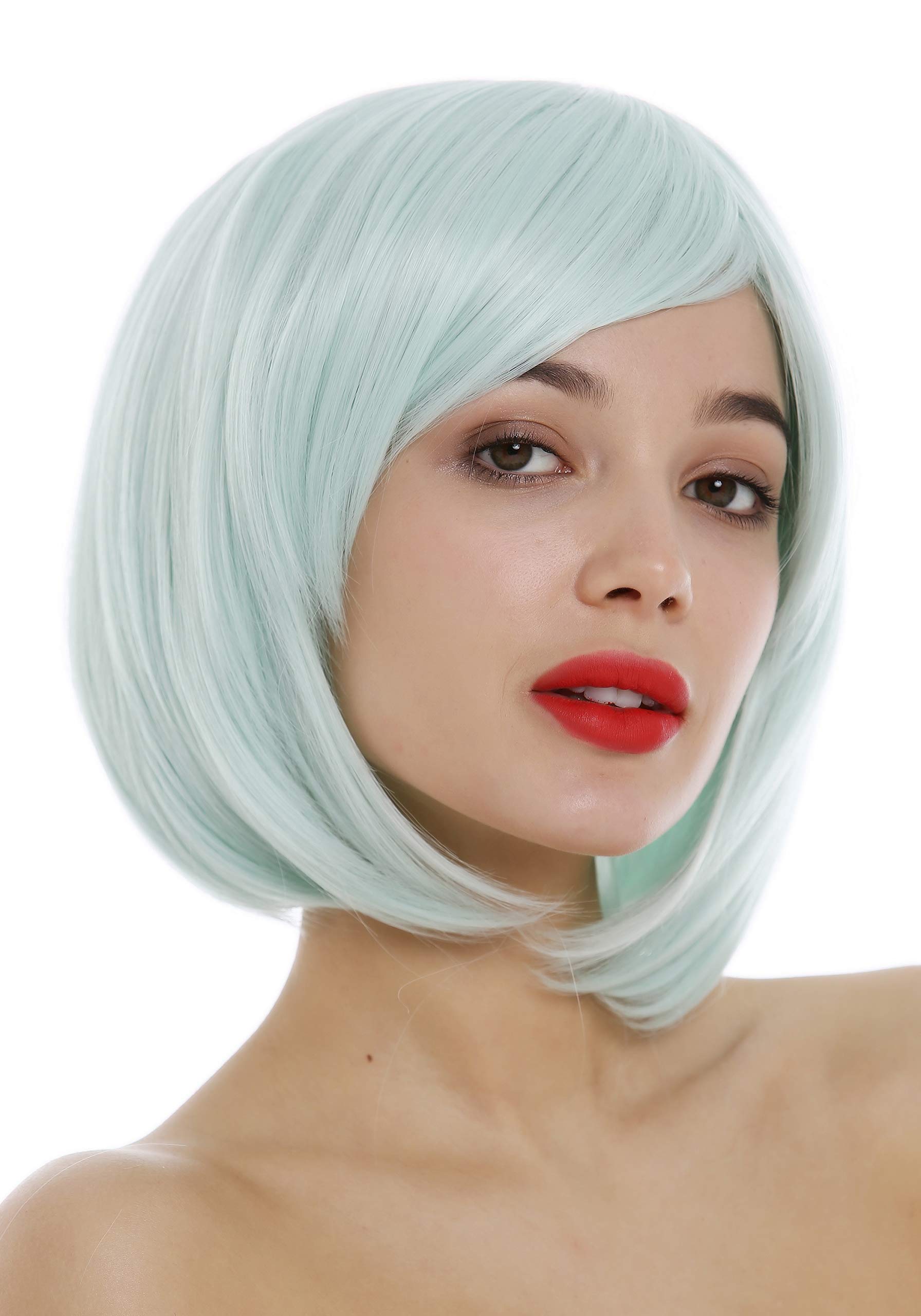 WIG ME UP - 1215-T2735 Lady Wig short frayed Bob style parting light green