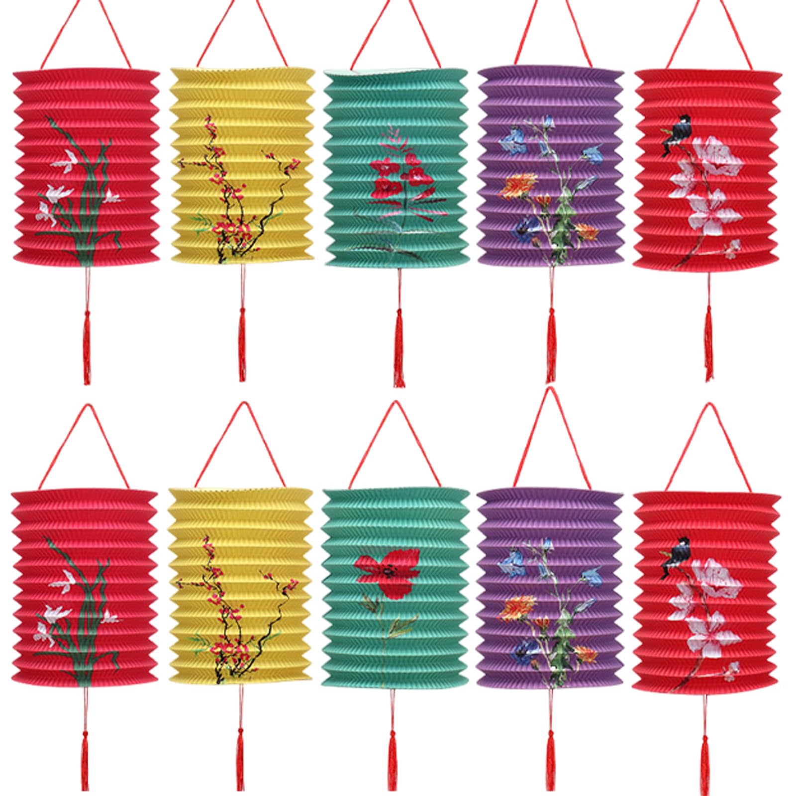 10 Pcs Paper Lanterns Chinese,Multi-Color Hanging Flower Lanterns Decoration,2026 Year Chinese New Year Paper Lanterns for Wedding, Spring Festival,Home Decoration,Festival Birthday Party