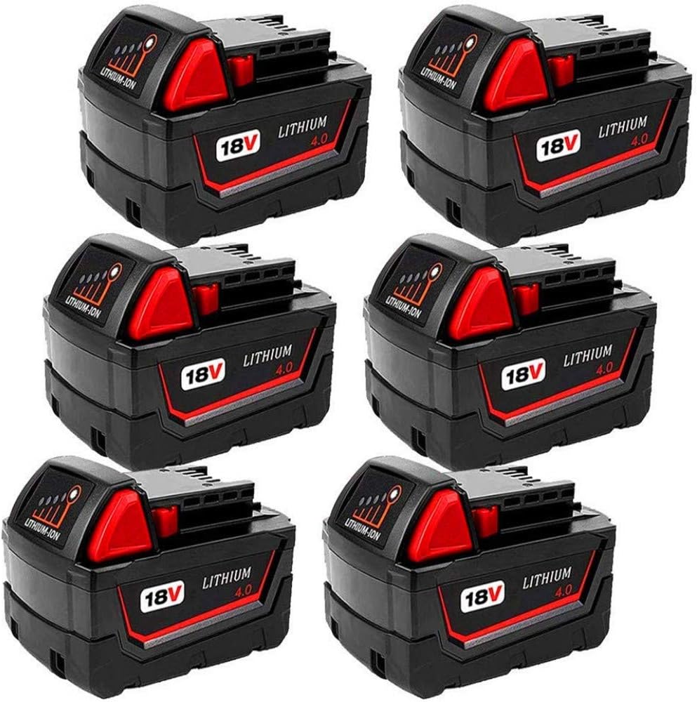 6Pack 18V 4.0Ah Replacement Lithium-ion Battery for Milwaukee M 18 Battery XC 48-11-1840 48-11-1850 48-11-1828 48-11-1820 48-11-1852 48-11-1890