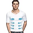 Odoland Men's Compression Shirt, Short Sleeve Shapewear Body Shaper, Slimming Shirt Tank Top Tummy Vest