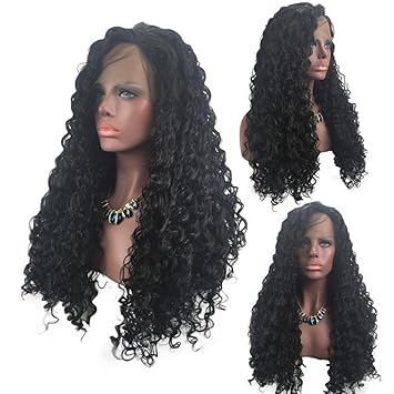 Amazon Com Synthetic Curly Hair Wigs Woman Long Kinky Hair Jet