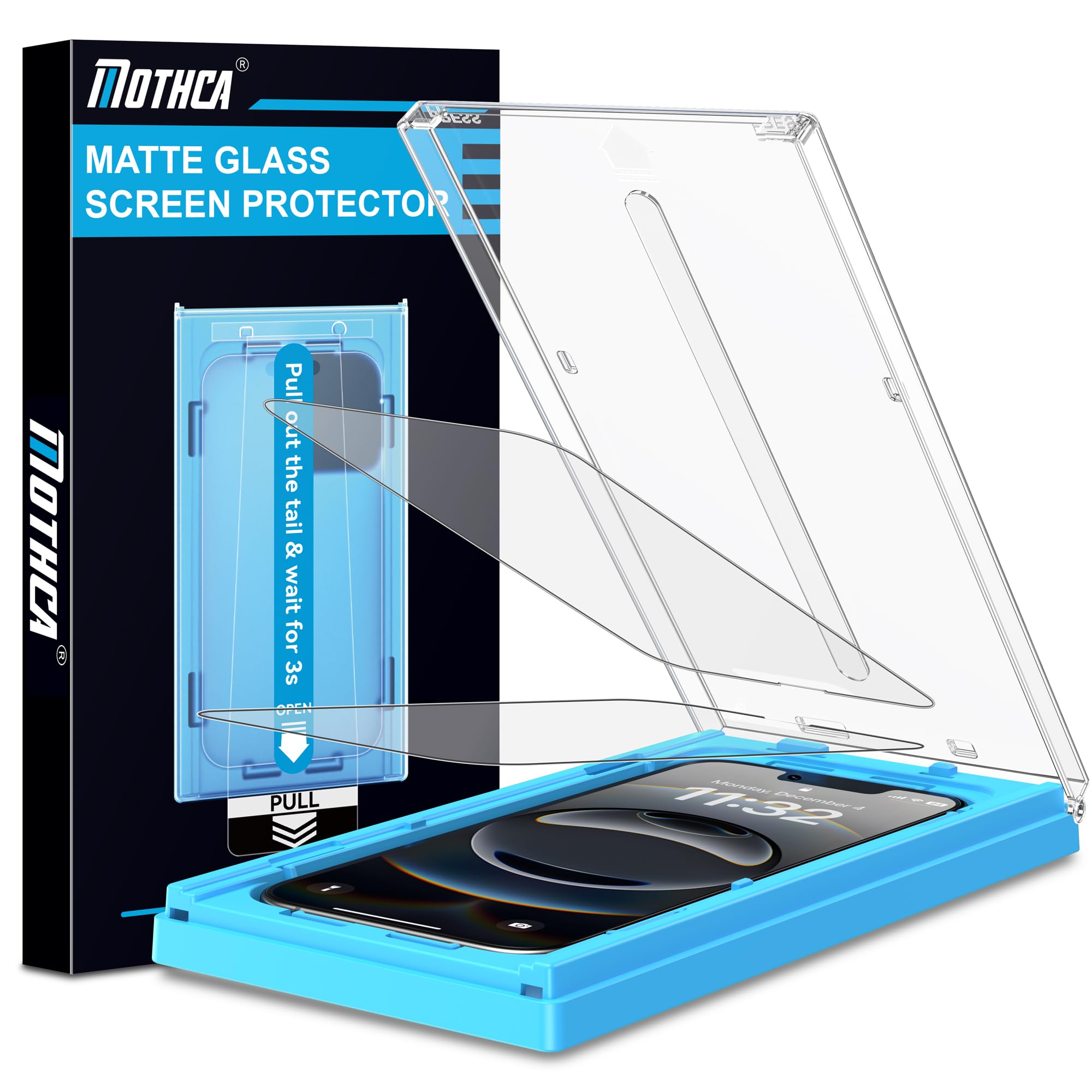 Photo 1 of (missing pieces) Mothca 2 Pack Matte Glass Screen Protector for iPhone 16e / iPhone 14 / iPhone 13/ iPhone 13 Pro 6.1" [Auto Fit Box Dust-Free] Full Coverage 