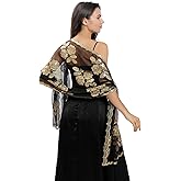 Baoqiya Women's Sparkling Sequin Deco Wedding Scarf for Bride 1920s Shawls and Wraps for Evening Party Dress