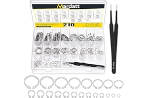 Mardatt 211Pcs 21 Sizes M4-M28 External Retaining Rings Assortment Kit, Stainless Steel Circlip Retainer Rings, Circlip Snap 
