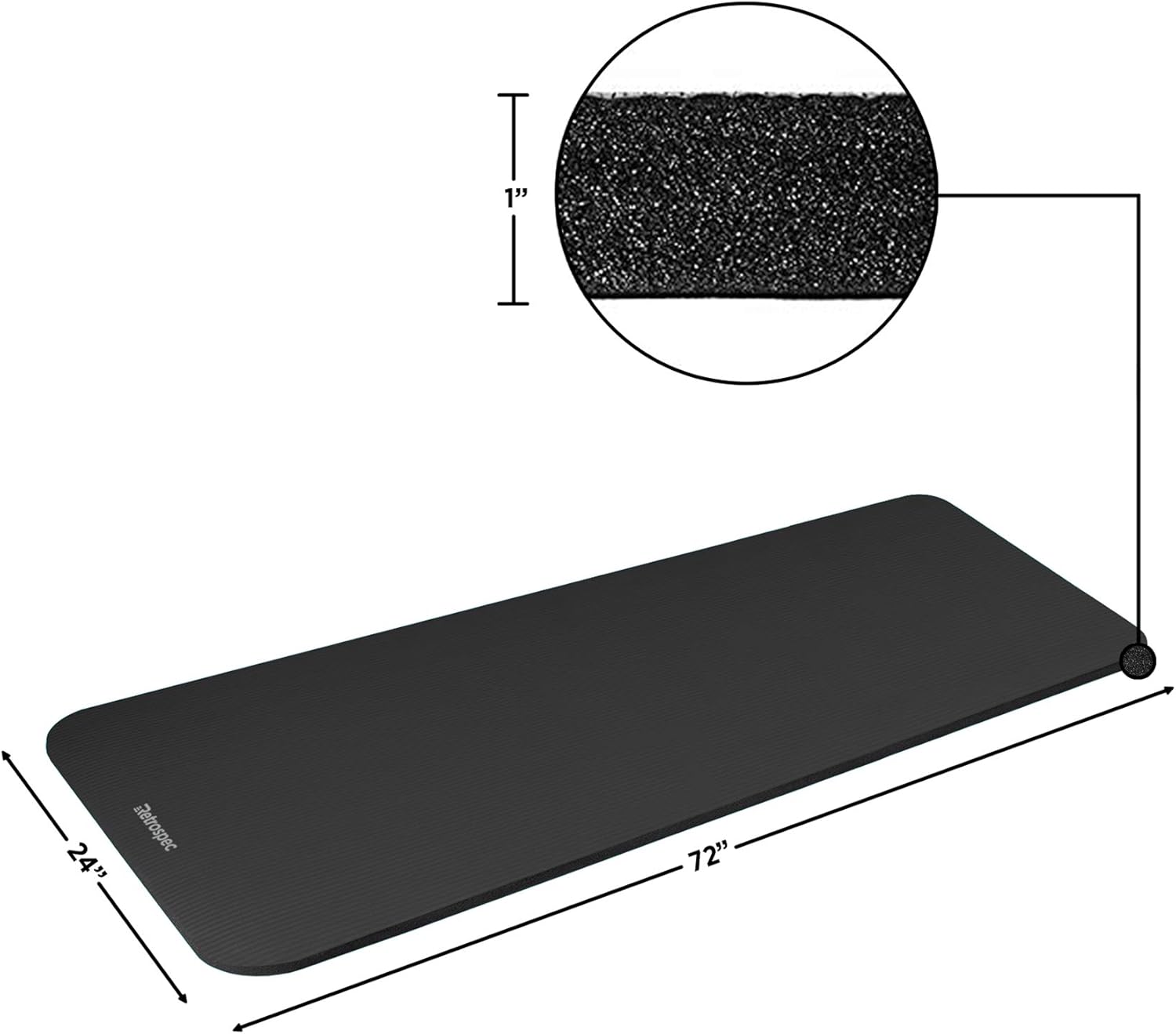 Retrospec Solana Yoga Mat 1" Thick w/Nylon Strap for Men & Women - Non Slip Excercise Mat for Yoga, Black, 1 inch (3393) : Sports & Outdoors