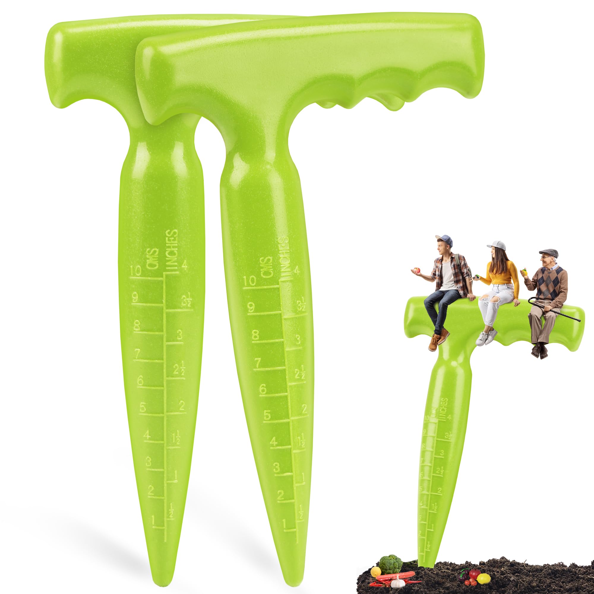 Milifox Planter Planting Dibber,Bulb Planter Tool Plastic with Measurement Scale for Accurate Planting,Suitable Hand Dibber for Family,Gardener,2 Pack Light Green